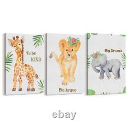 Set of Cute Baby Safari Animals Nursery Wall Art #5 Print Poster, Framed or Canv
