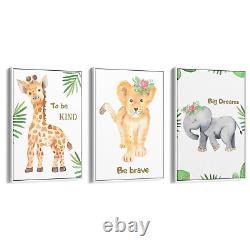 Set of Cute Baby Safari Animals Nursery Wall Art #5 Print Poster, Framed or Canv