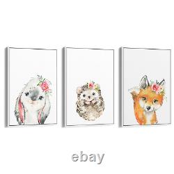 Set of Cute Baby Woodland Animals Nursery Wall Art #1 Print Poster, Framed or Ca