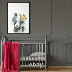 Set of Cute Baby Woodland Animals Nursery Wall Art #2 Print, Canvas or Framed