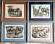Set Of Four Framed French Vintage Farm Animal Prints Cows, Pigs, Goats