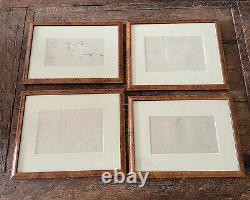 Set of Four Vintage Framed Graphite on Paper Duck Studies by Francis Lee Jaques