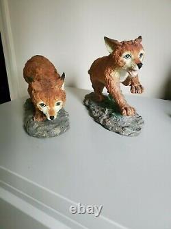 Set of Fox Pups Statues / Art. Made in Taiwan, Appear to be hand painted