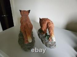 Set of Fox Pups Statues / Art. Made in Taiwan, Appear to be hand painted