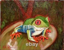 Set of Original Frog Paintings 8x10 by Rick Osborn framed