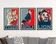 Set Of Three Animal Prints Tiger, Wolf, Lion Poster Art Predators Kids Hope
