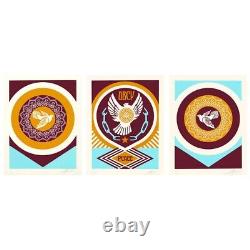 Shepard Fairey Peace Series 2 Dove print Set Signed poster COA OBEY Barb wire