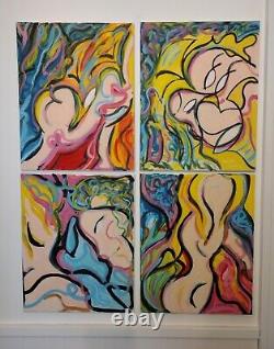 Signed acrylic 4 panel by christian topil