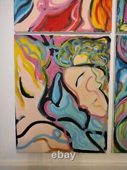 Signed acrylic 4 panel by christian topil
