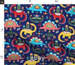 Swedish Folk Art Dinosaurs Baby Nursery 100% Cotton Sateen Sheet Set by Roostery
