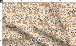 Tribal Art Deer Damask Vintage 100% Cotton Sateen Sheet Set by Spoonflower