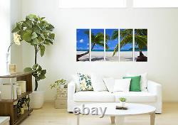 Tropical Palm Trees on Beach Photo Art on Canvas Framed and Ready to Hang Decor