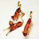 Unique Amber Art Glass Set Of 3 Glass Cats House Alley Cats Unusual