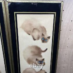 VTG 70s Himalayan Persian Cats Painting Print C. Counter Watercolor Cats Framed