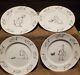 Vintage Rare Set Of 4 Dog Plates-james Thurber Art Works Porcelain Plates Mint