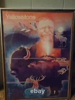 Vintage Yellowstone Park, RARE Art Posters Teddy Roosevelt Jackson Hole Signed