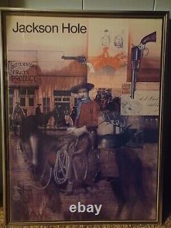 Vintage Yellowstone Park, RARE Art Posters Teddy Roosevelt Jackson Hole Signed