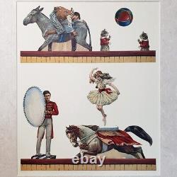 Vintage set of Two Lithographs Prints of Circus Acts Performers