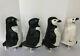 Vtg Penguin Set Paper Mache 11 Castor Wheels Bird Display Prop Art Decor Artic