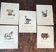Wendy Furman Five Unruly Animals Hand-stamped Giclee Artworks Set Whim & Caprice