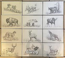 Western Wildlife Animal Prints by B. James Jokerst 1983 Set of 12 Framed art