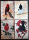 Wild Birds Painting Animals Set Of 4 Pieces Each 12x8 In Collectible Art