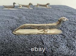 Wiskemann Art Deco Silver Plated Animal Knife Rests Set Dog Pheasant Duck Hare