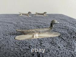 Wiskemann Art Deco Silver Plated Animal Knife Rests Set Dog Pheasant Duck Hare