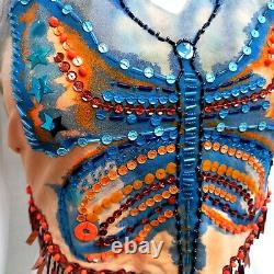 Women clothing top sexy summer elegant luxury short embroidered butterfly fringe