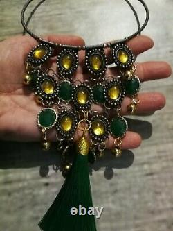 Women jewelry collier NO diamond gold silver precious stones ethnic necklace set